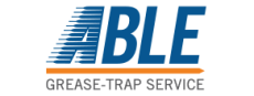 ABLE Grease-Trap Service logo, blue stylized 'ABLE' with orange underline and 'GREASE-TRAP SERVICE' text